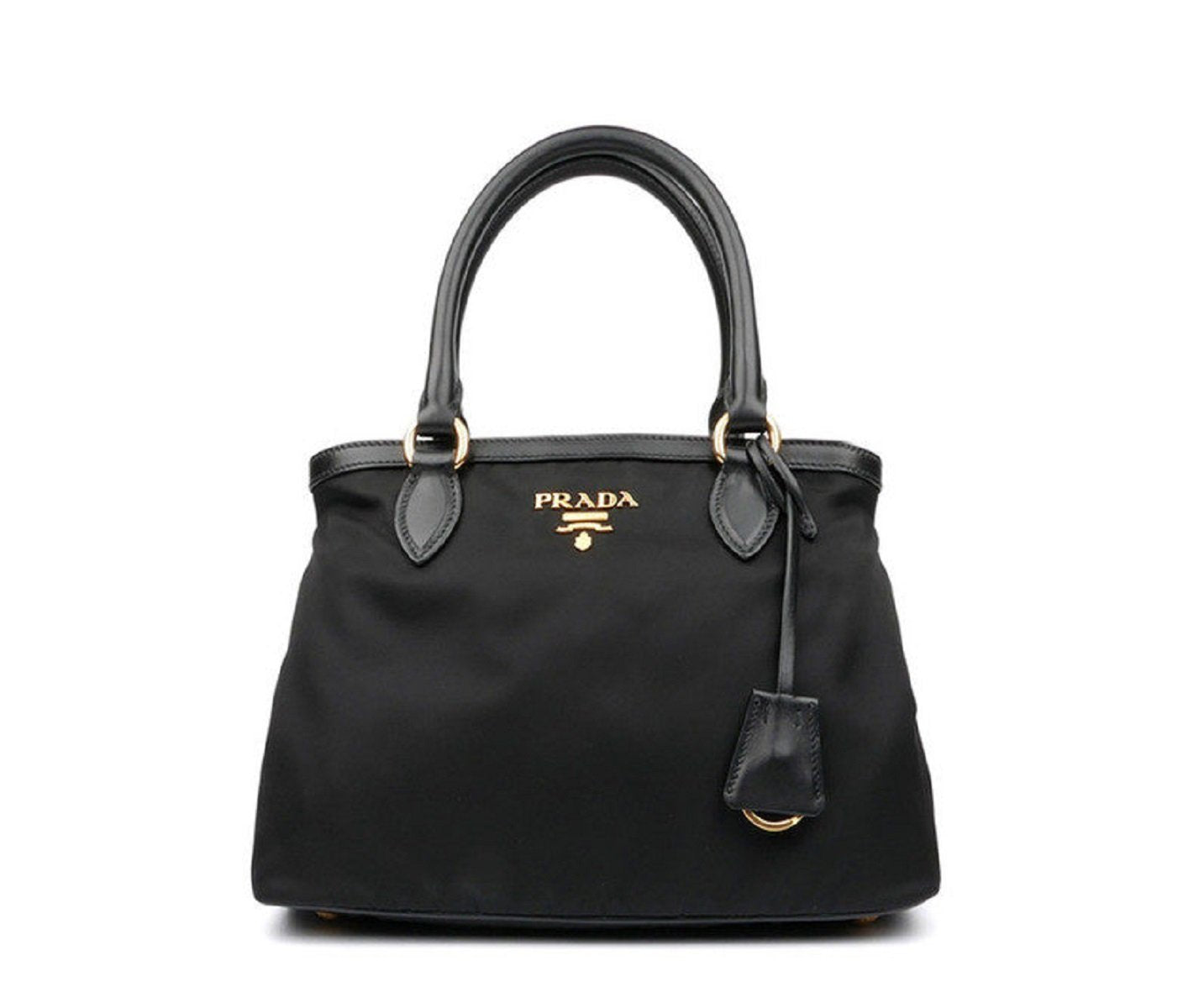 Prada Tessuto Handbag Satchel Nylon Saffiano Black Satchel Bag