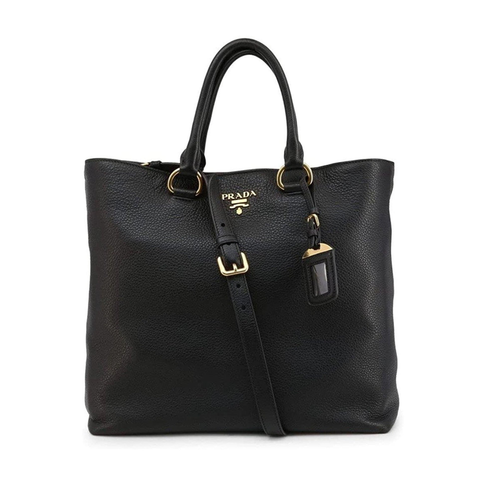 Prada Phenix Shopping Tote Bag Leather Vitello Black