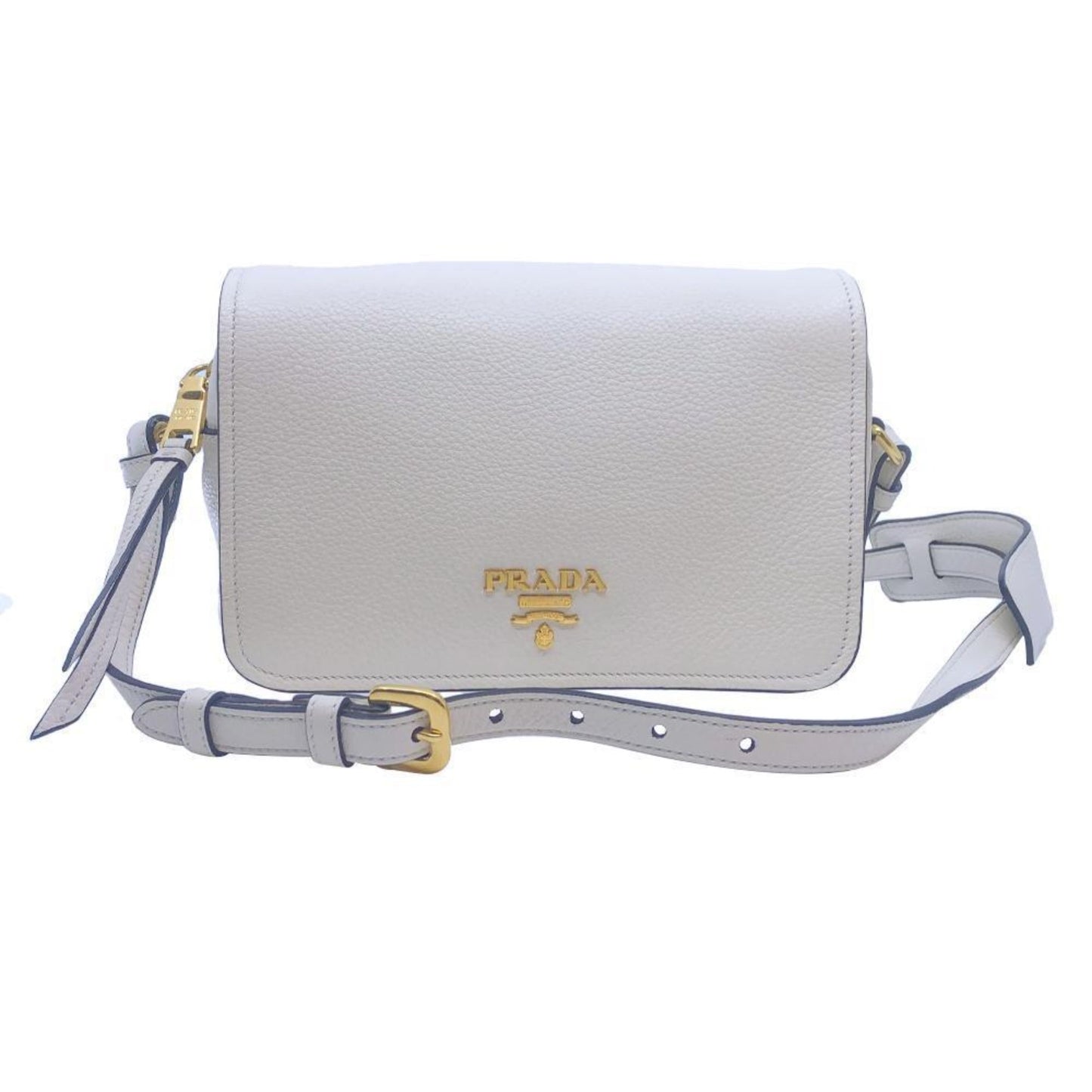 Prada Phenix Ivory Cross Body Bag Leather Vitello Flap Crossbody Bag