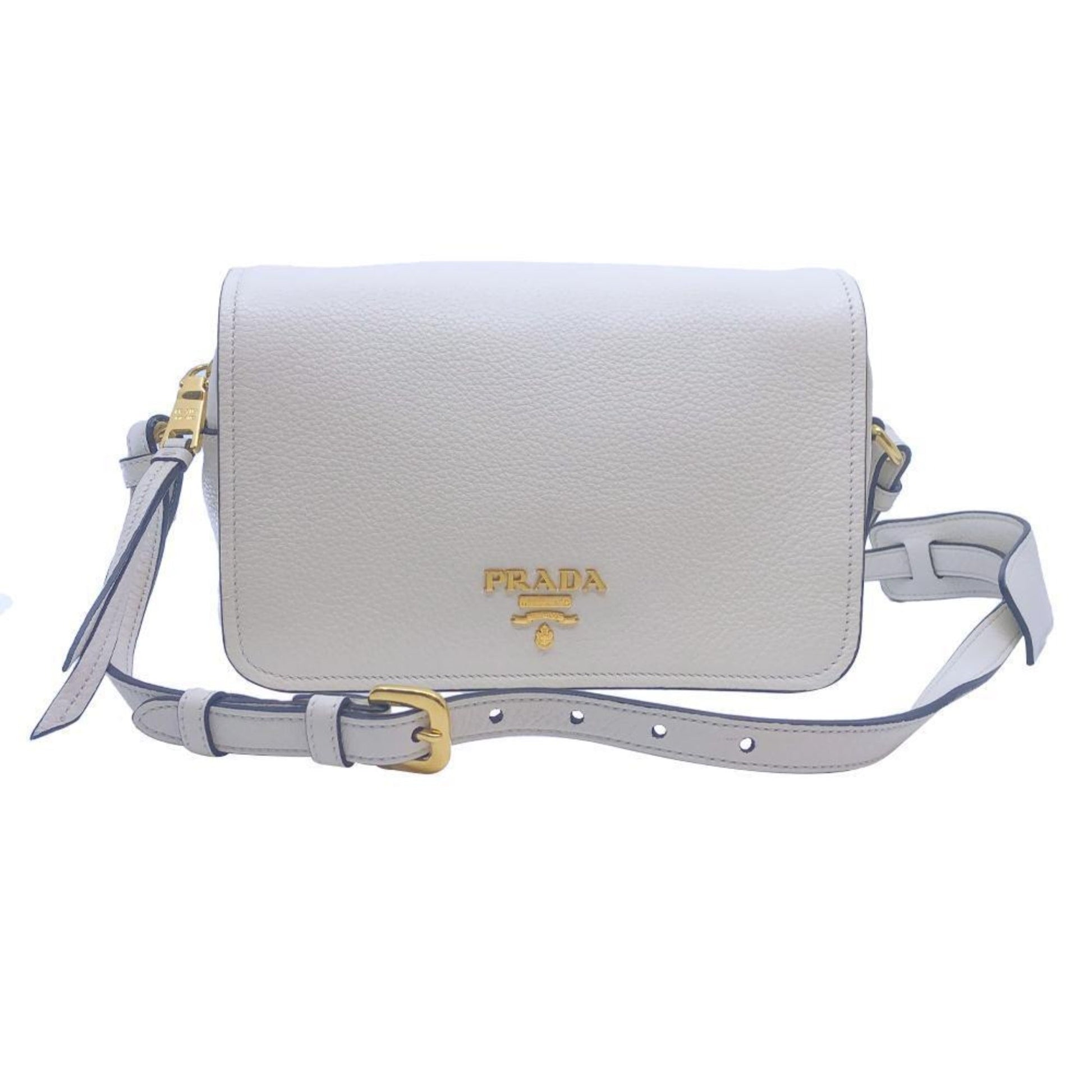 Prada Phenix Ivory Cross Body Bag Leather Vitello Flap Crossbody Bag