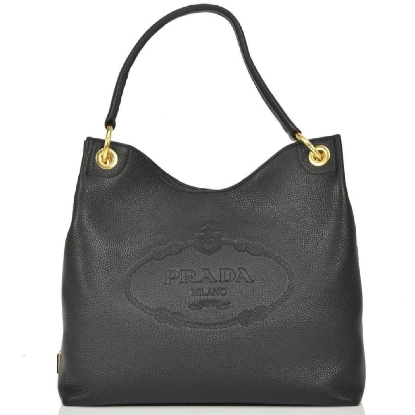 Prada Phenix Hobo Tote Bag Leather Vitello Black