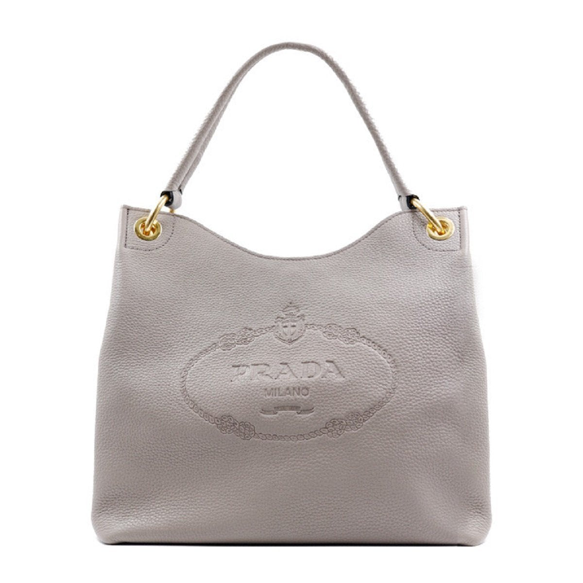 Prada Phenix Grey Hobo Tote Bag Leather Vitello Gray