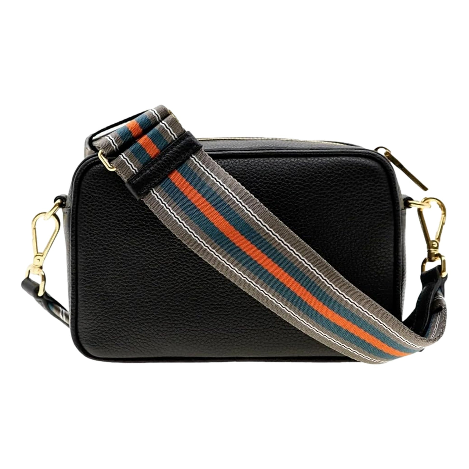 Prada Milano Crossbody Bag Web Stripe Strap Leather Black