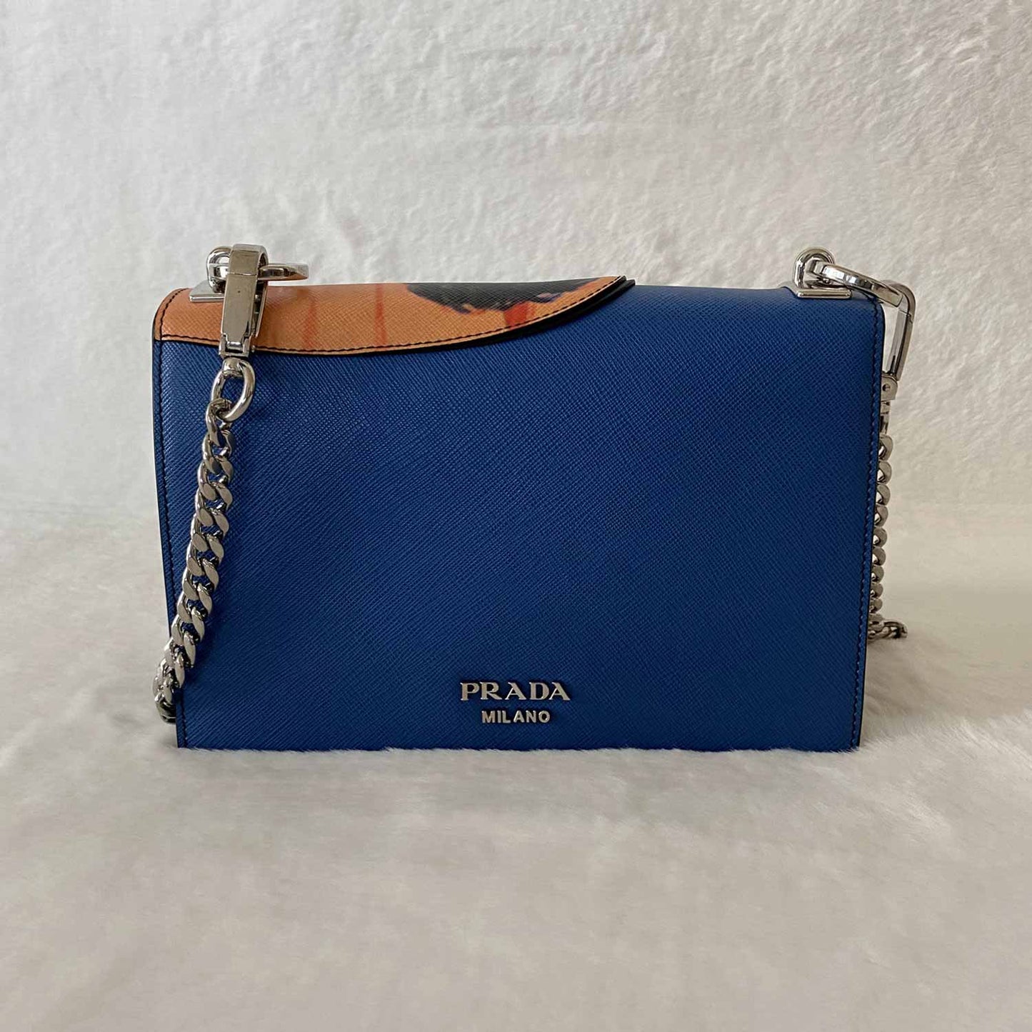 Prada Print Frame Shoulder Bag Saffiano