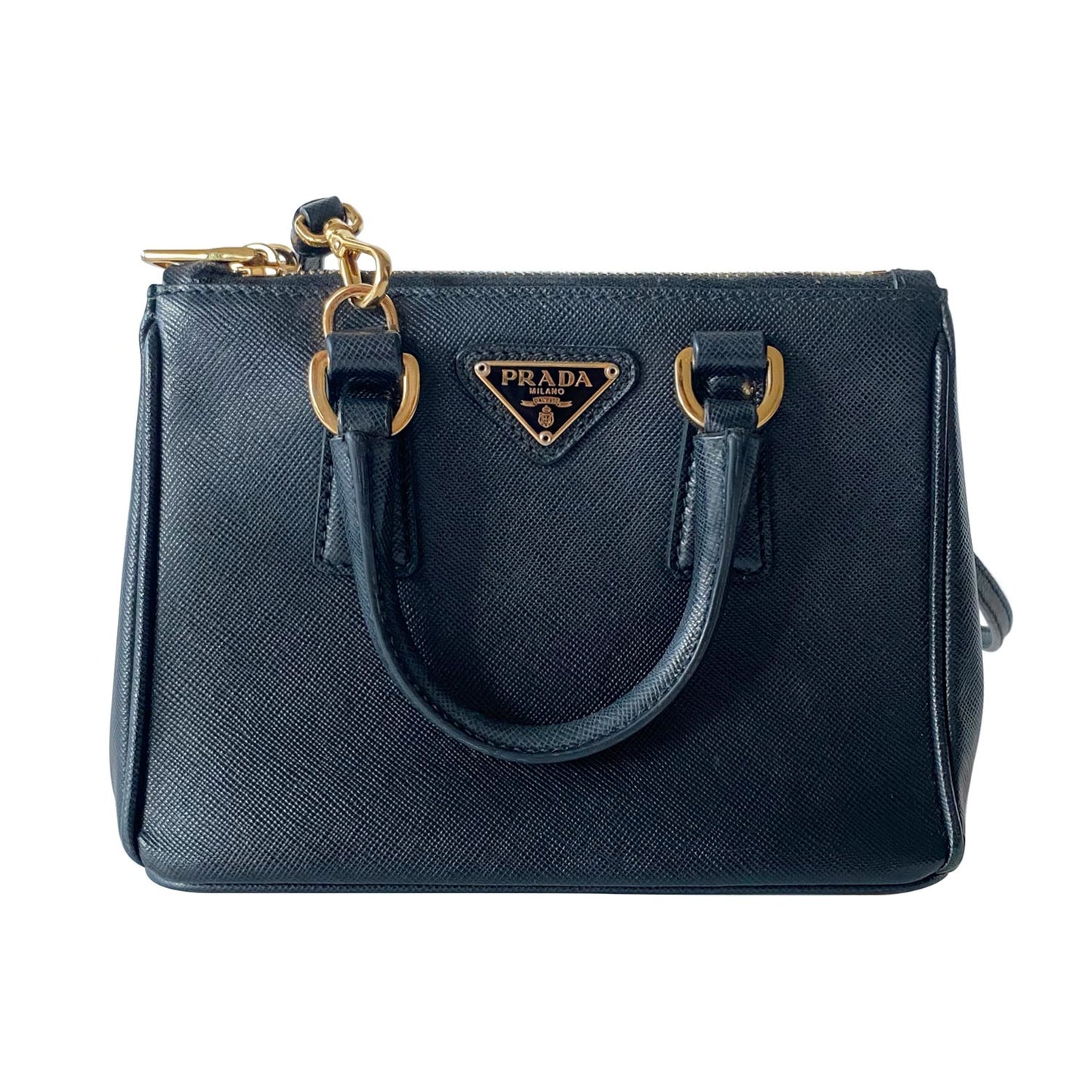 Prada Galleria Double Tote Saffiano Mini Zip Tote Bag