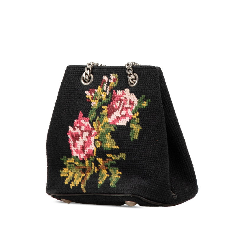 YSL Saint Laurent Flower Shoulder Bag Canvas