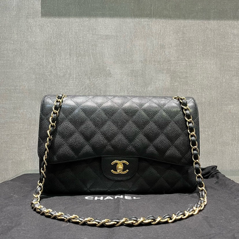 Chanel Classic Flap Jumbo Caviar Black Bag