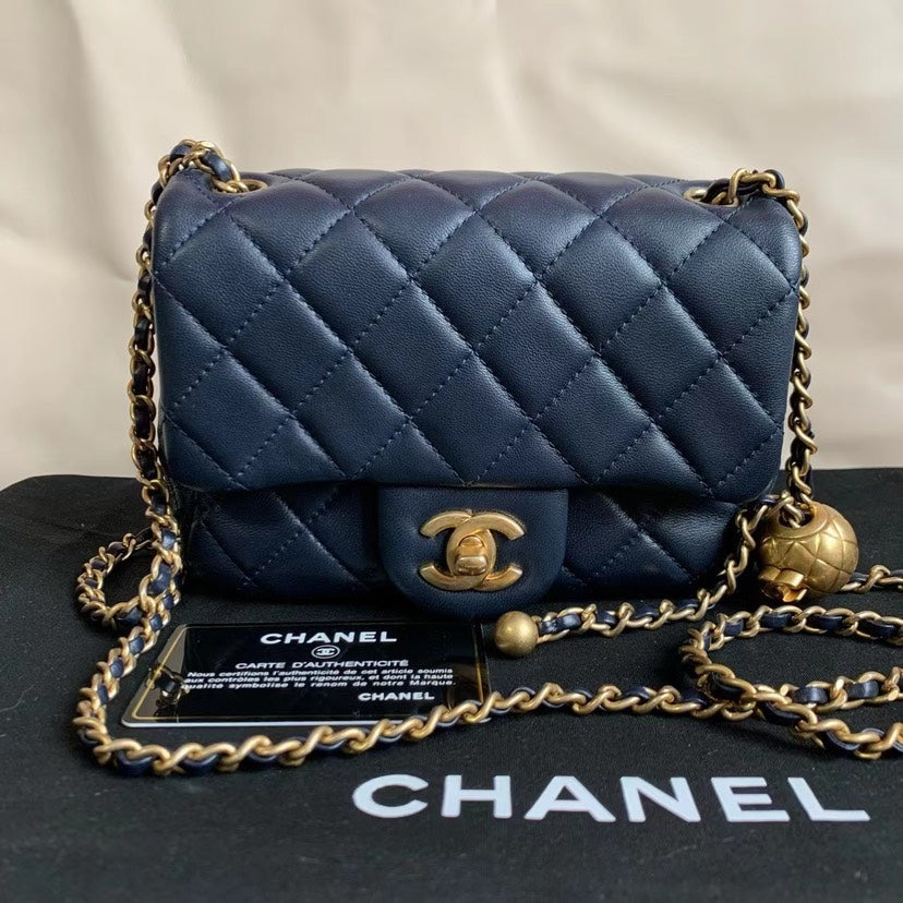Chanel Classic Flap Black Quilted Leather Small Handbag Gold Chain