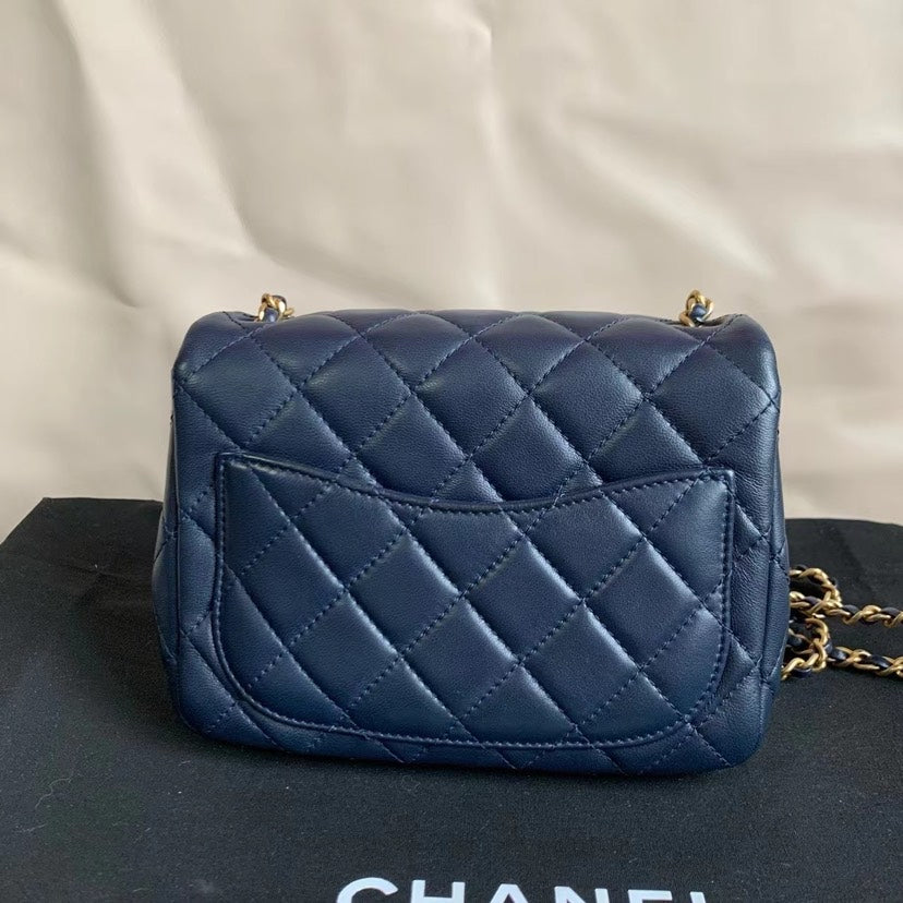Chanel Classic Flap Black Quilted Leather Small Handbag Gold Chain