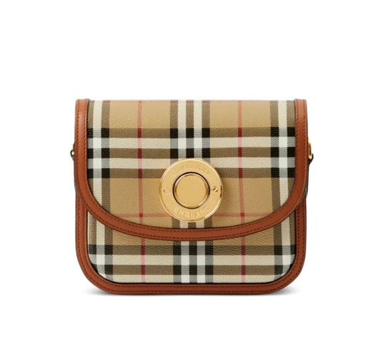 Burberry Luxury Elizabeth Check Pattern Crossbody Bag Small