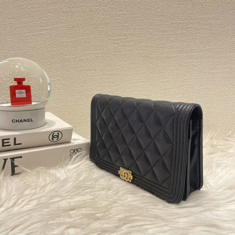 Chanel Caviar Le Boy WOC in Black Leather - Preloved