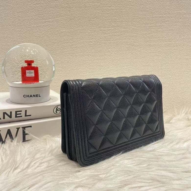 Chanel Caviar Le Boy WOC in Black Leather - Preloved