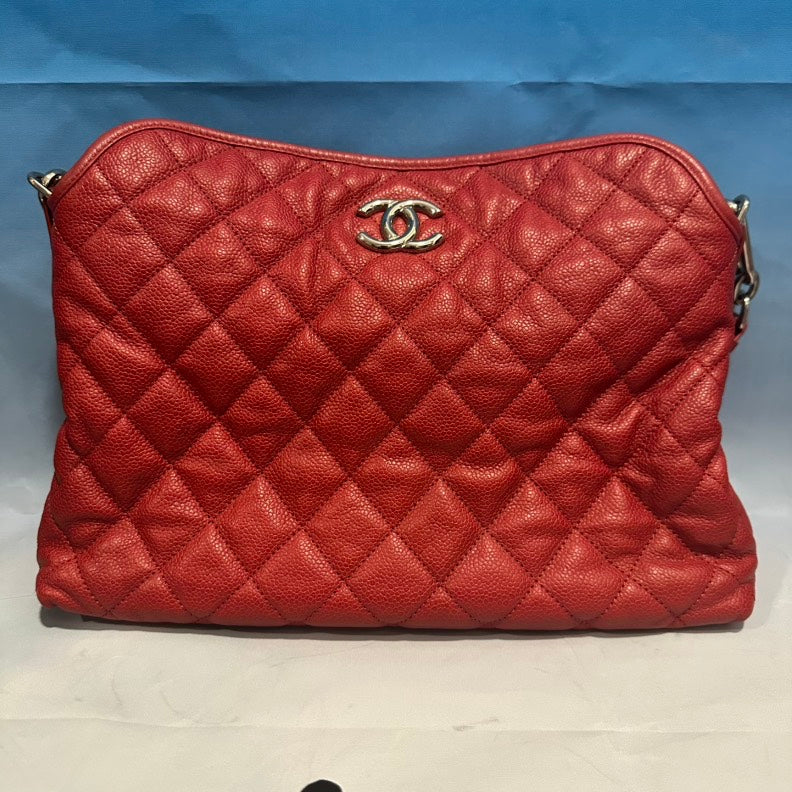 Chanel Preloved Quilted Red Leather Shoulder Bag