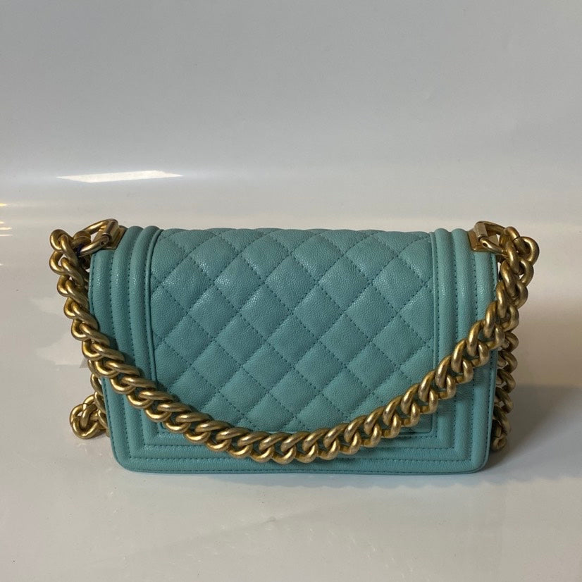 Chanel Leboy Bag Turquoise Leather Crossbody