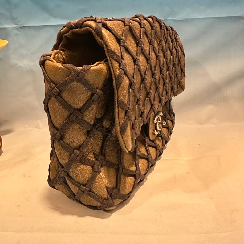 Chanel   Quilted Gold Leather Shoulder Bag