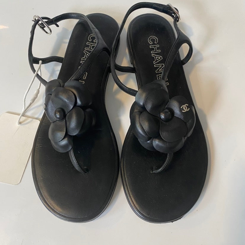 Chanel Camellia Sandals Black Sandals