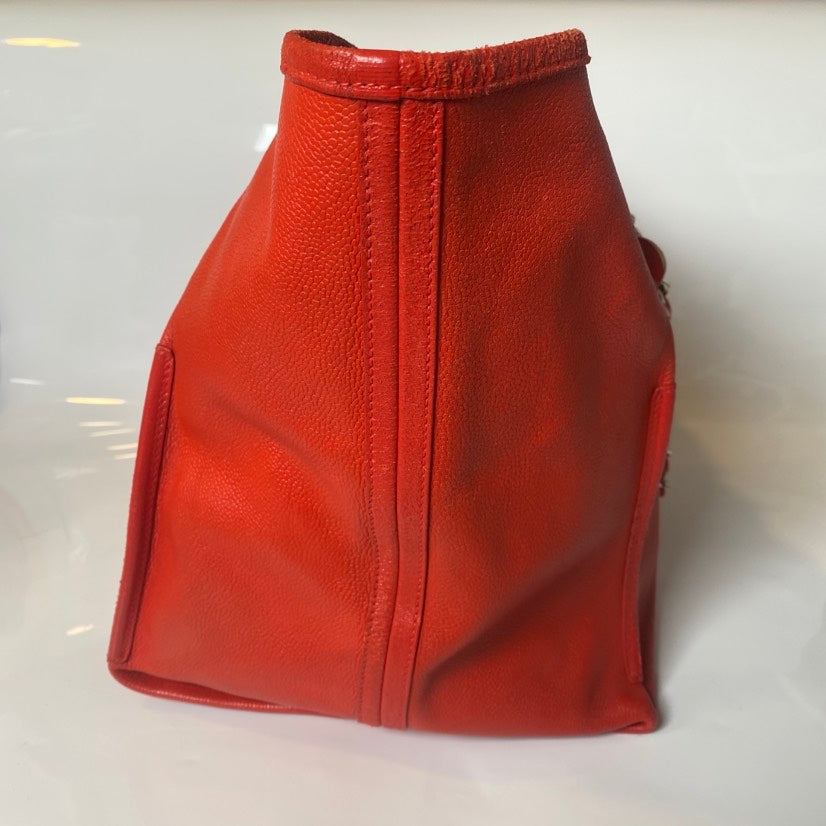 Chanel GST Red Caviar Leather Tote Bag with Pouch