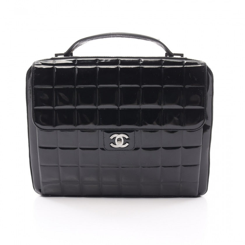 Chanel Patent Leather Chocolate Bar Briefcase Black
