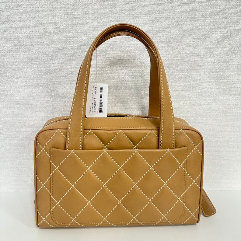 Chanel Wild Stitch Beige Leather Handbag Medium