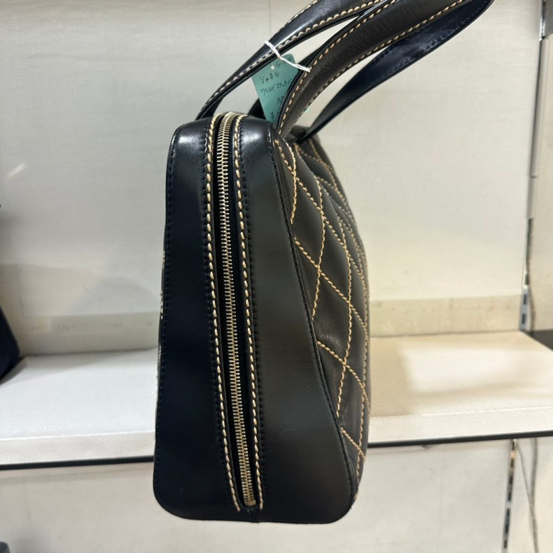 Chanel Wild Stitch Black Leather Handbag with Pouch Medium Size
