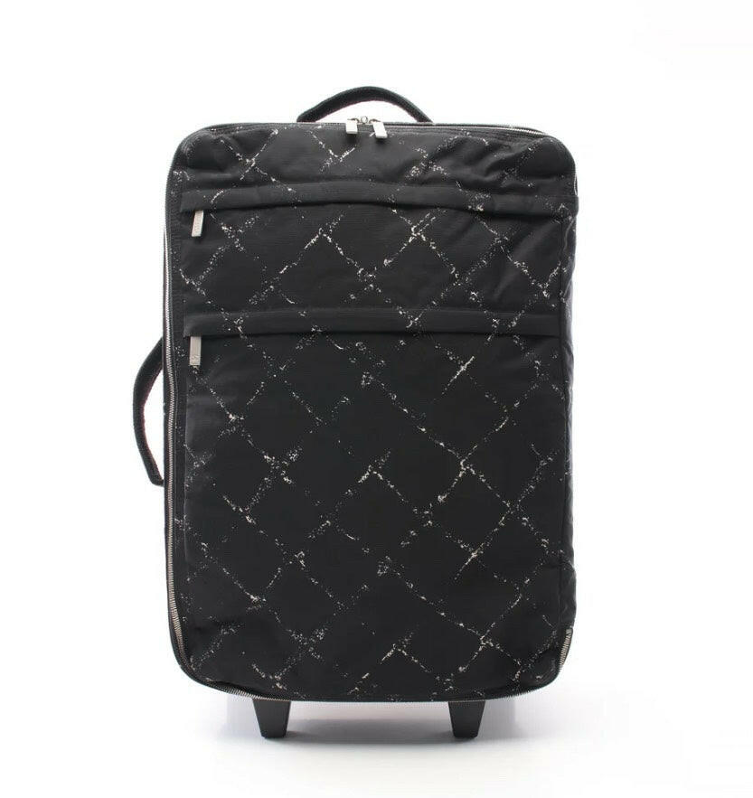 Chanel Black Canvas Luggage with Lock & Key Size
