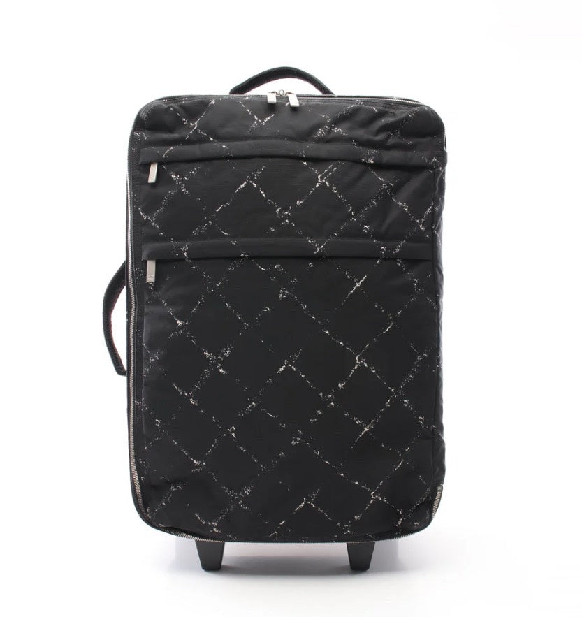 Chanel Black Canvas Luggage with Lock & Key Size