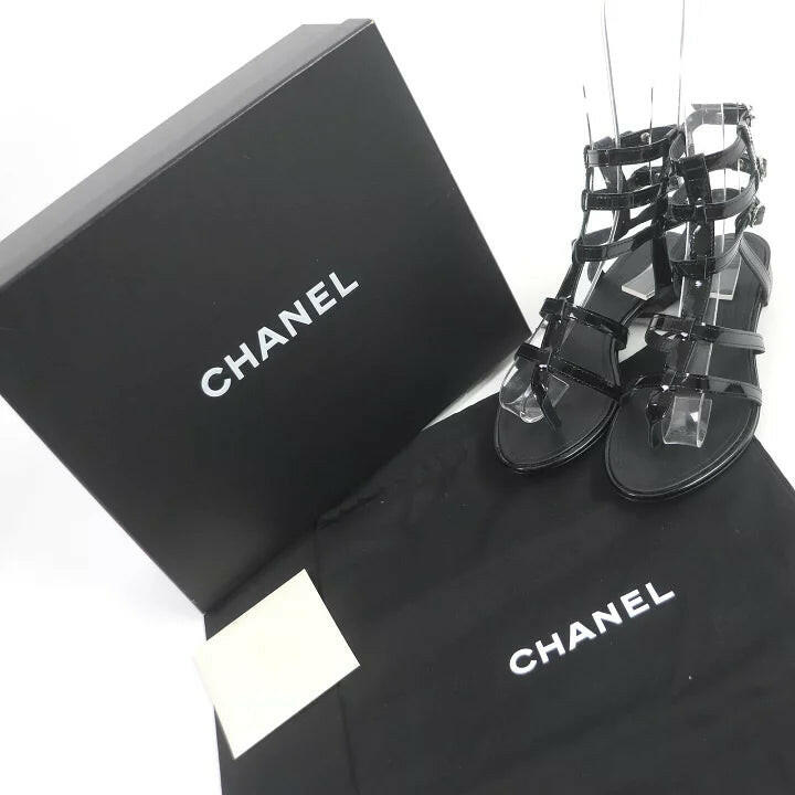 Chanel Black Gladiator Sandals - Size