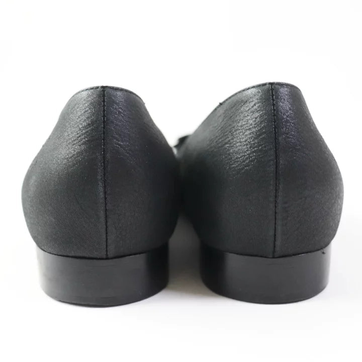 CHANEL Black Ballet Flats with Bow and Star Detail Shoes  Size