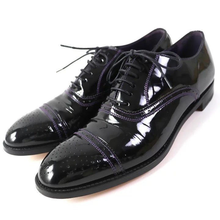 YSL Saint Laurent Rive Gauche Oxford s Leather Patent Black Shoes