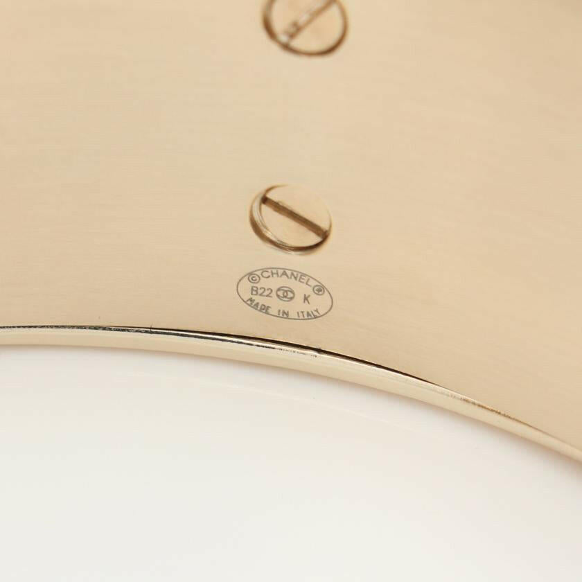 Chanel Coco Mark Bangle Gold with Pink Purple Black Fabric Bracelet - One Size
