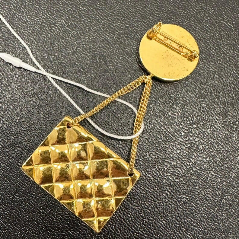 Chanel   Gold Flap Bag Brooch - Small Size