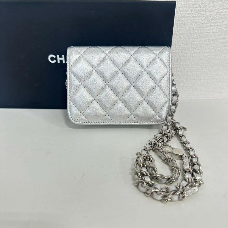 Chanel Lambskin Mini Star Chain Belt Bag in Silver