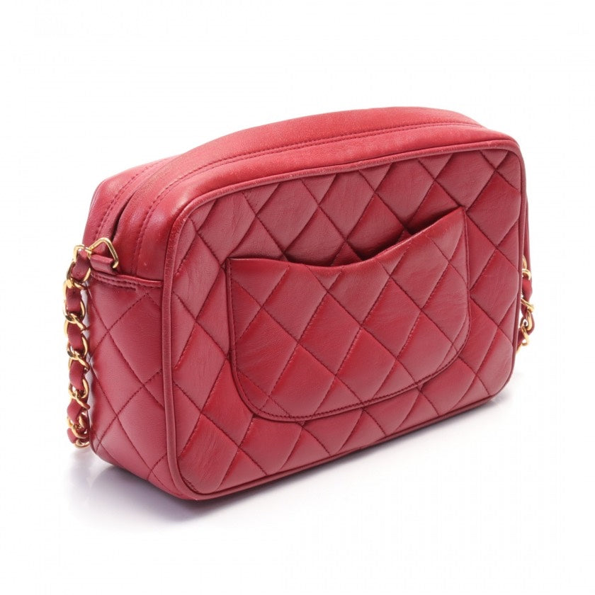 Chanel   Lambskin Chain Camera Bag in Red Leather - A Rank, Type: Shoulder Bag