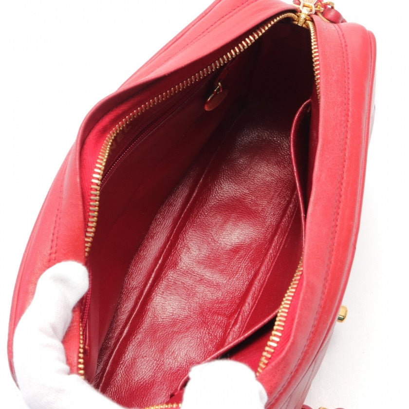 Chanel   Lambskin Chain Camera Bag in Red Leather - A Rank, Type: Shoulder Bag
