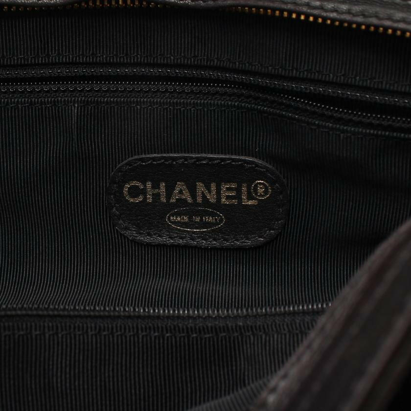 Chanel Coco Mark Chain Shoulder Tote Bag Lambskin Black Gold Hardware