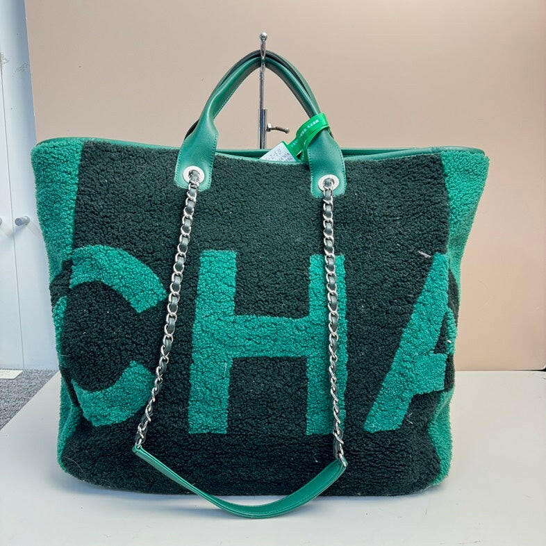 Chanel Logo way Shopping Tote Bag - Green, Large Size
