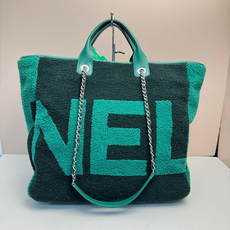 Chanel Logo way Shopping Tote Bag - Green, Large Size