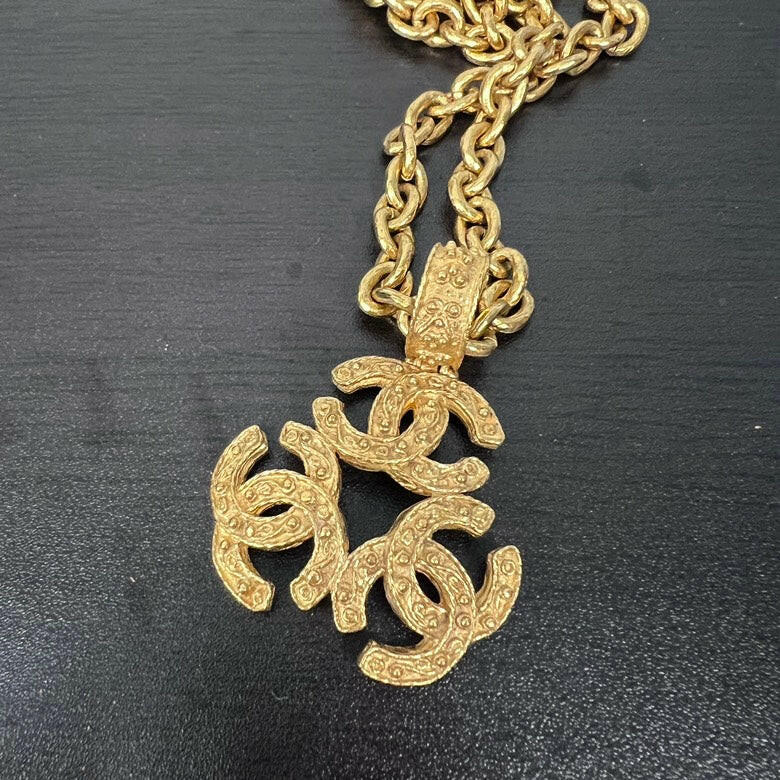 Chanel Gold-Tone CC Pendant Necklace -  cm