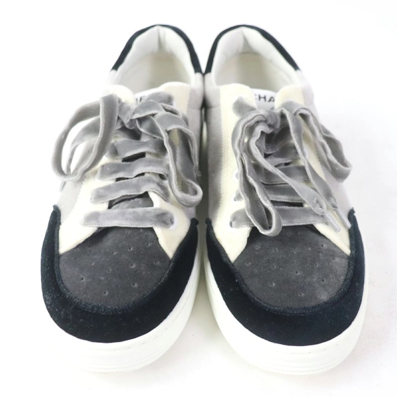 Chanel Black and White Lace-Up Sneakers Size