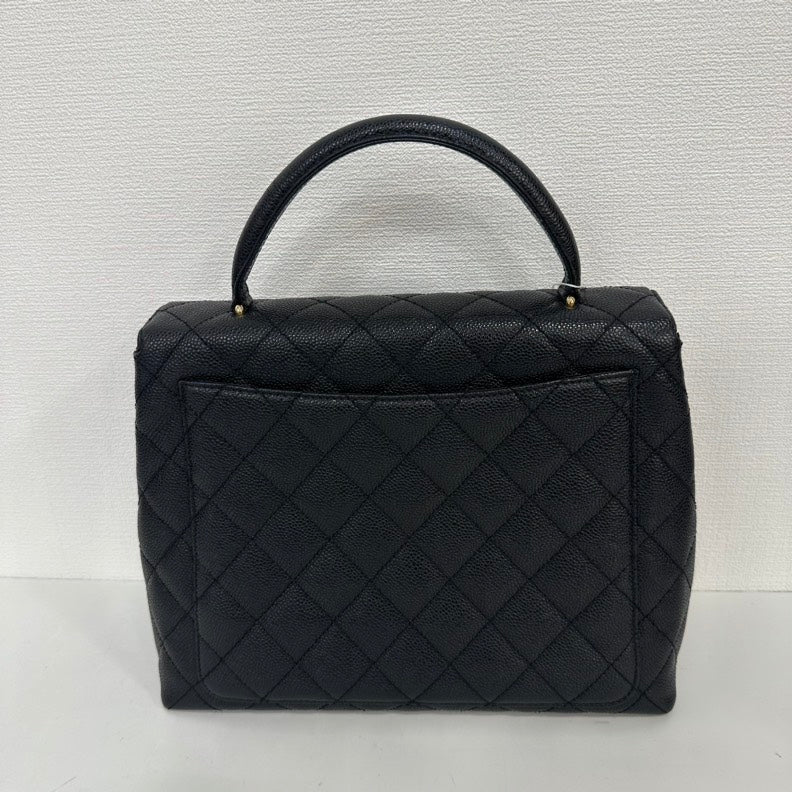 Chanel Caviar Leather Kelly Top Handle Bag Black Medium