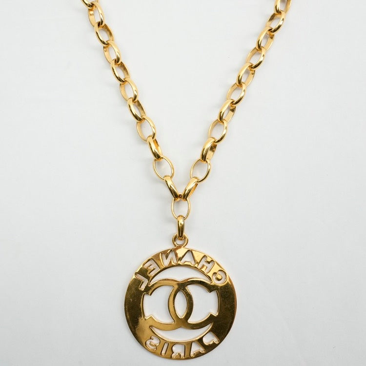 Chanel Paris Gold Pendant Necklace-Inch Length