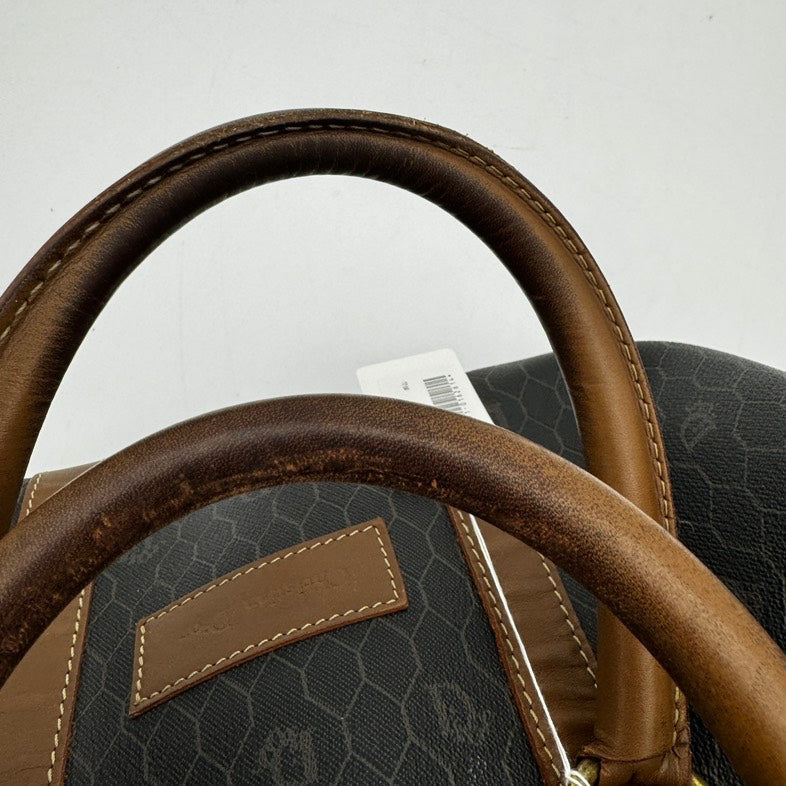 Dior Handbag Travel Bag Leather Black Brown