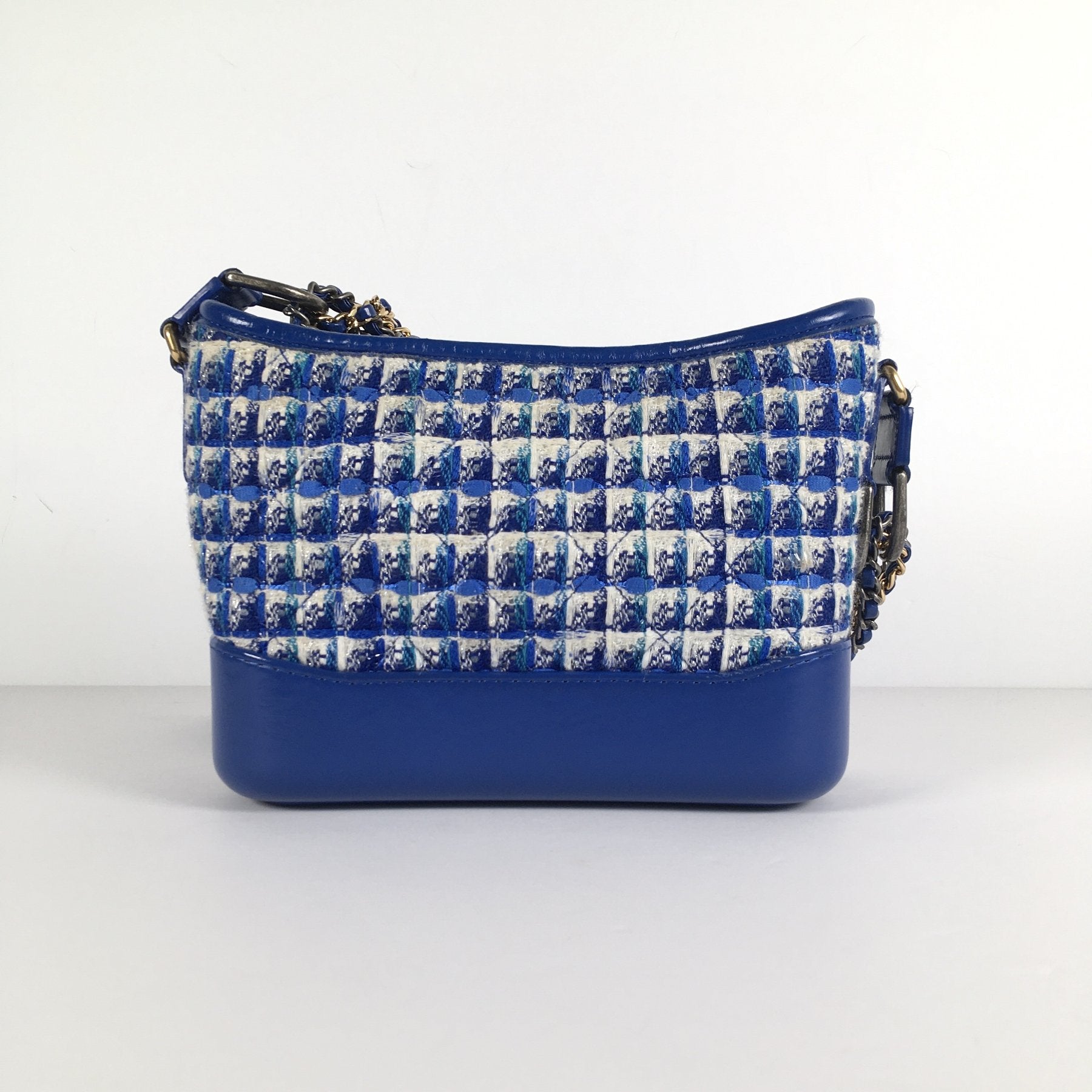 Chanel Gabrielle Small Blue Tweed Hobo Bag