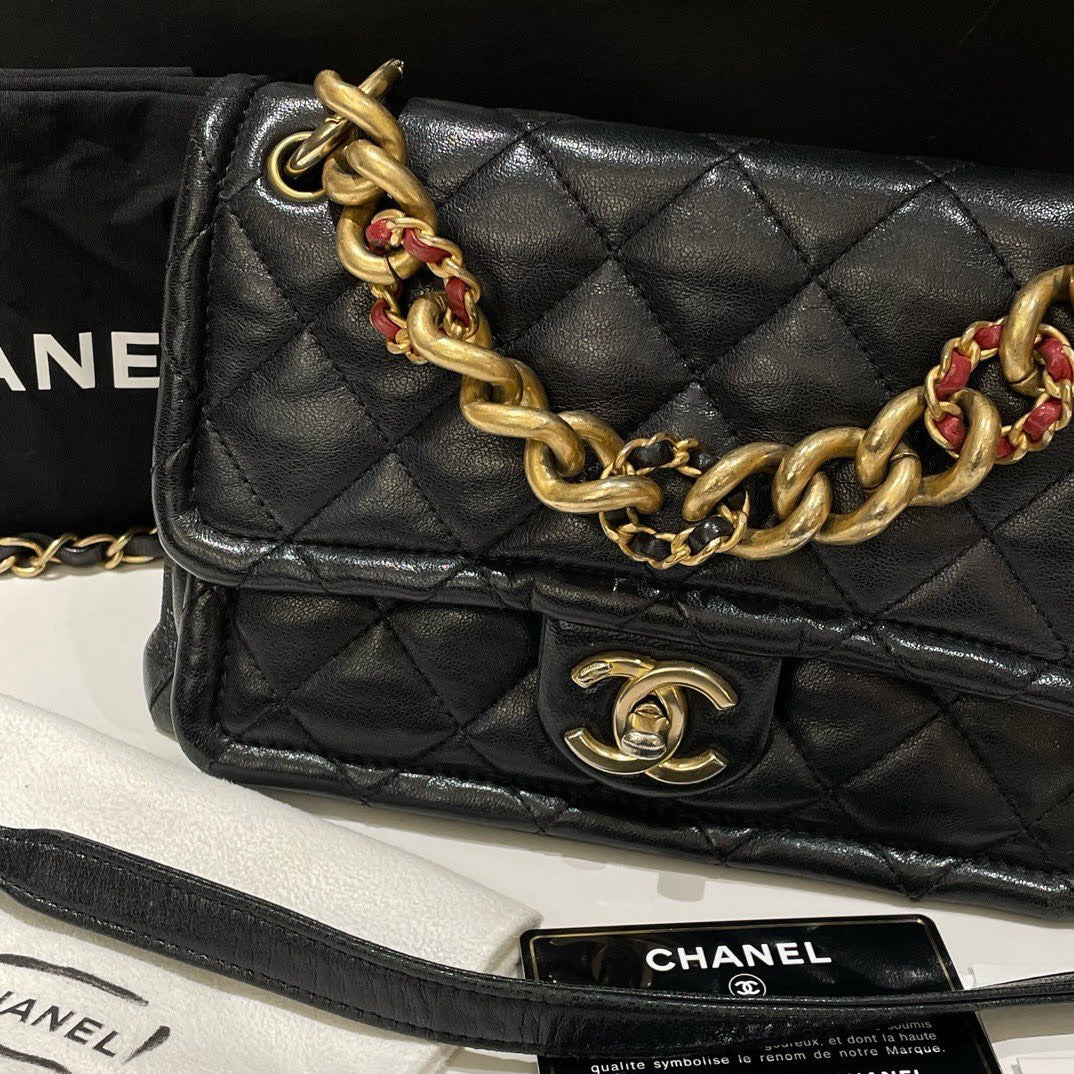 Chanel Paris-Bombay Black Leather Flap Bag