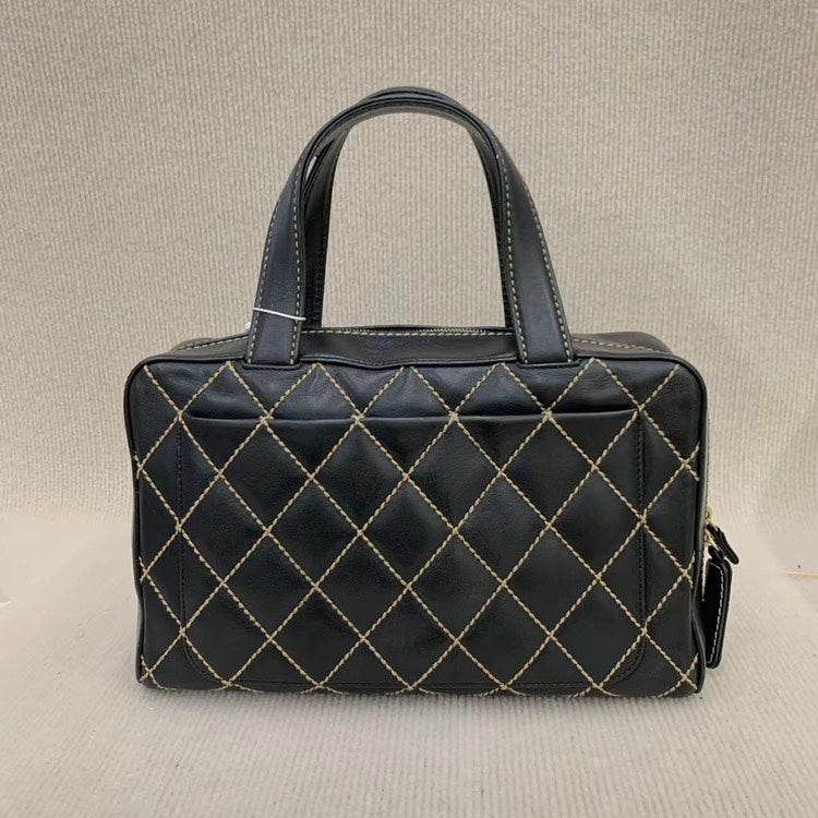 Chanel Black Leather Quilted Handbag Medium