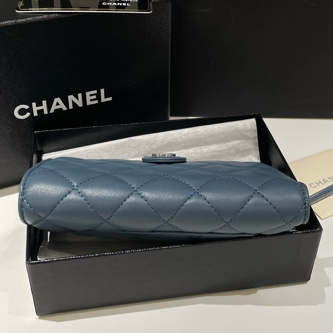 Chanel Quilted Lambskin Wallet, Blue, () # - %  