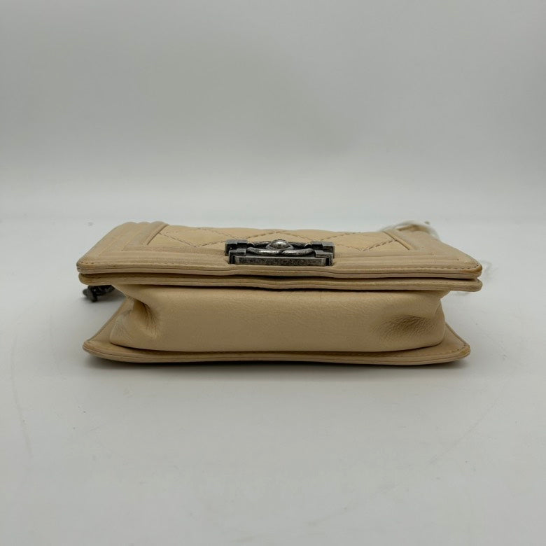 Chanel Beige Leather Quilted Crossbody Bag Medium
