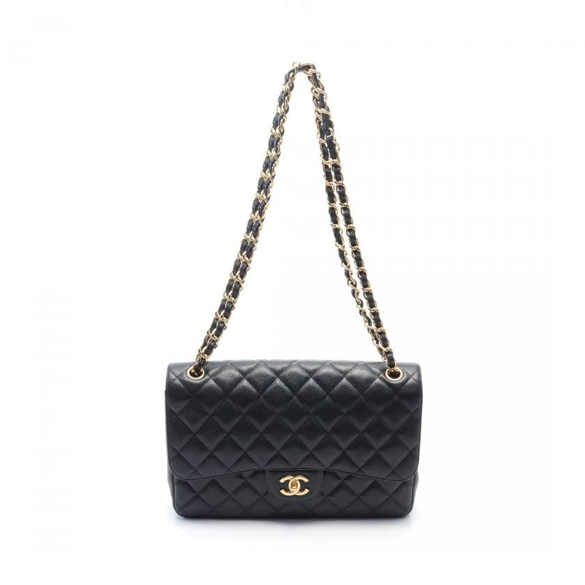 Chanel Decamatalassé  Black Caviar Leather Flap Chain Bag
