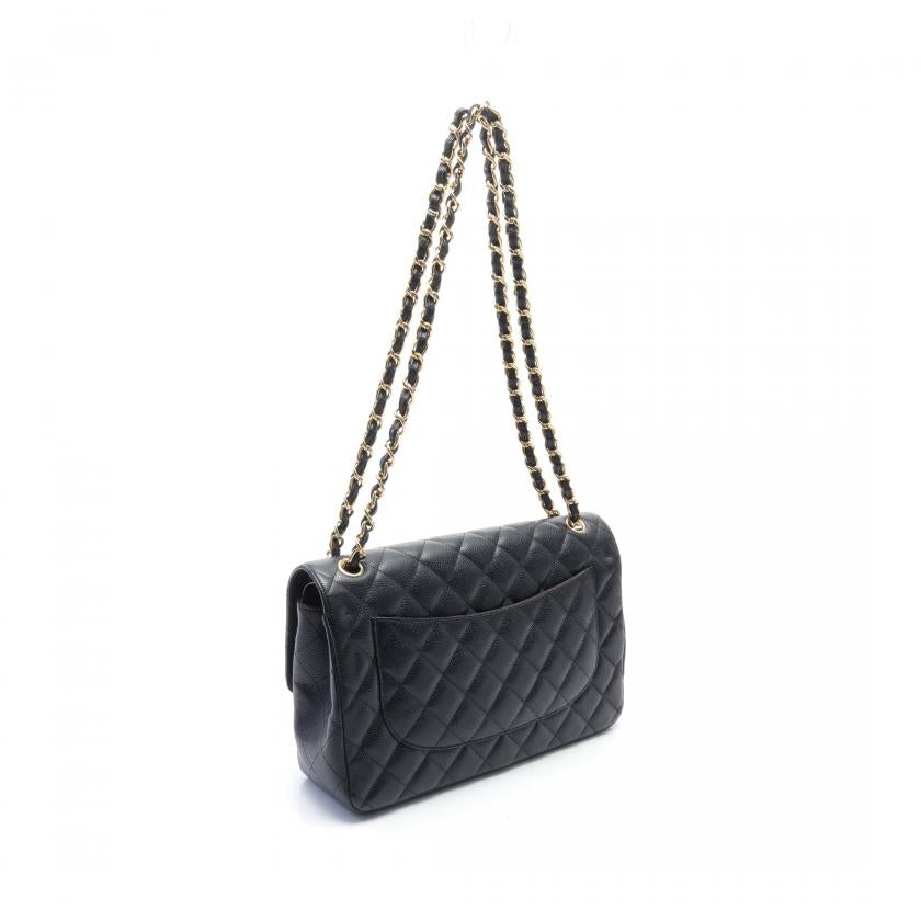 Chanel Decamatalassé  Black Caviar Leather Flap Chain Bag
