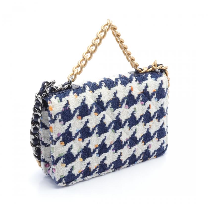 Chanel Pile Leather Navy Off White Multicolor Bag